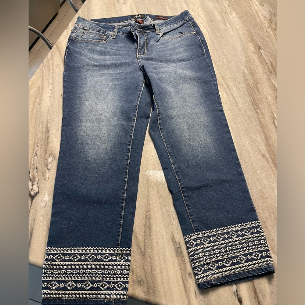 Earl women's ankle embroidered denim jeans 16
